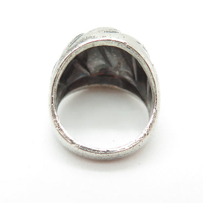 CLARK & COOMBS 925 Sterling Silver Vintage Wavy Dome Oxidized Ring Size 4