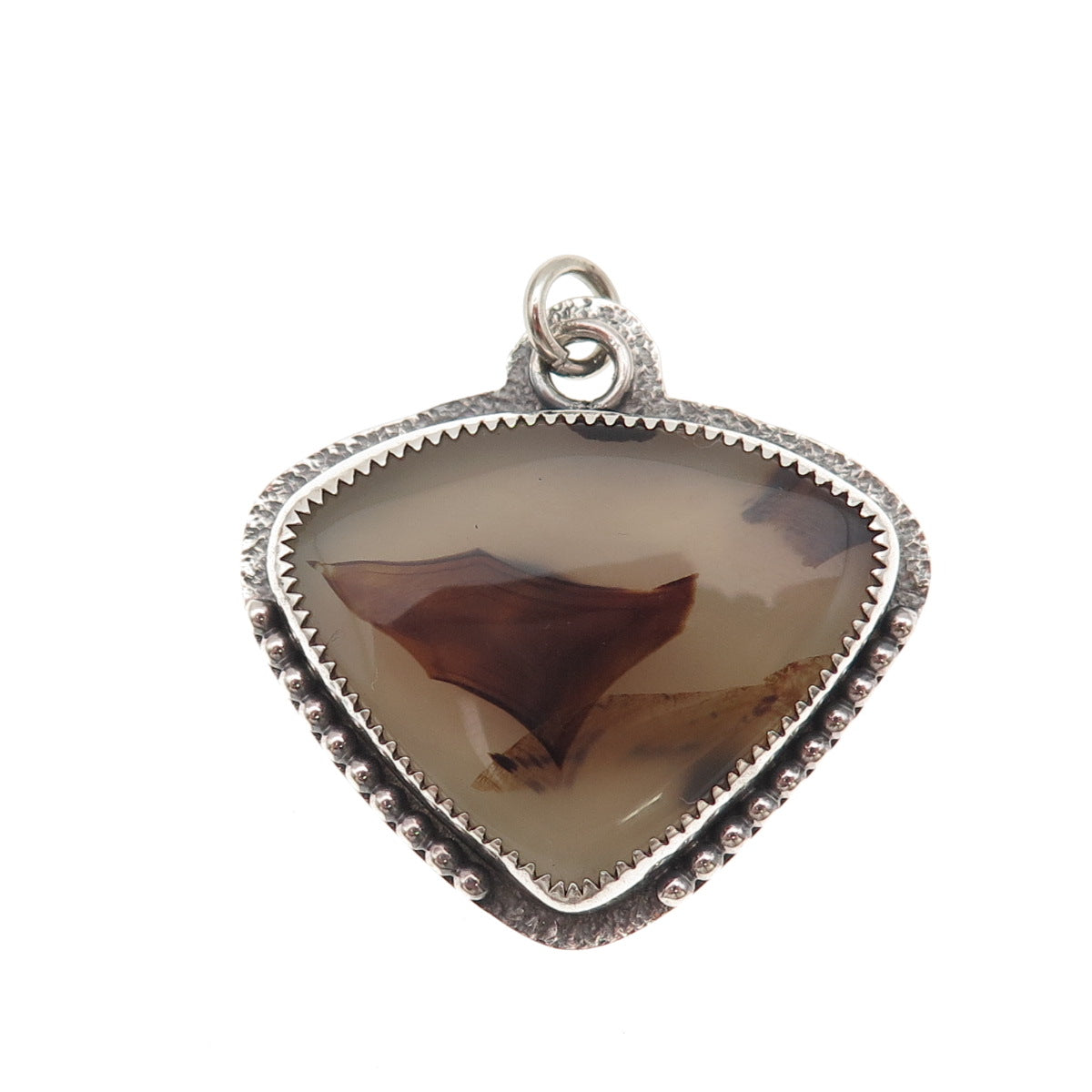 E. Scott 925 Sterling Silver Vintage Real Montana Agate Modernist Charm Pendant