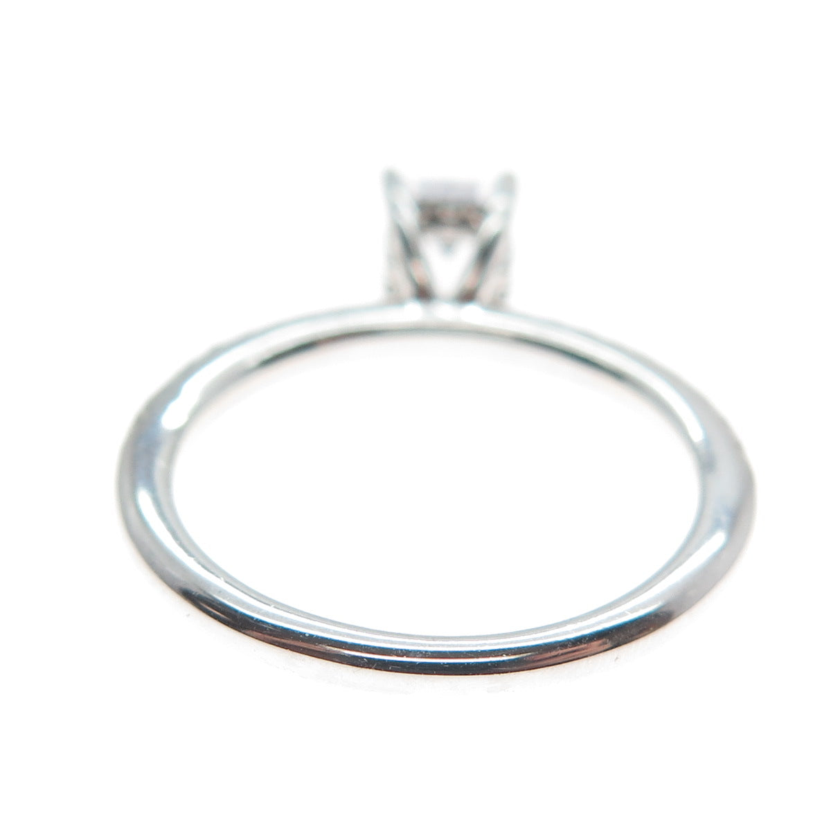 925 Sterling Silver Emerald & Round-Cut Shaped C Z Engagement Ring Size 7.25