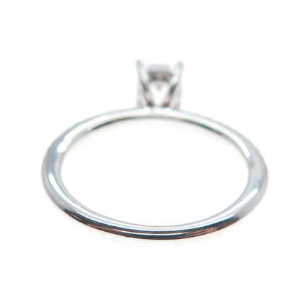 925 Sterling Silver Emerald & Round-Cut Shaped C Z Engagement Ring Size 7.25