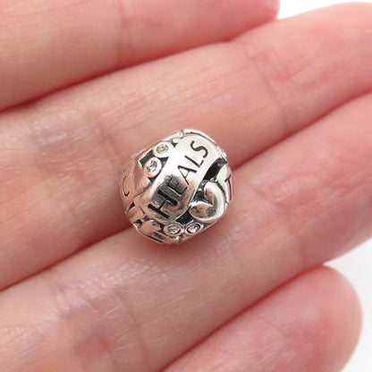 CHAMILIA 925 Sterling Silver Round-Cut C Z Music Heals The Soul Bead Charm