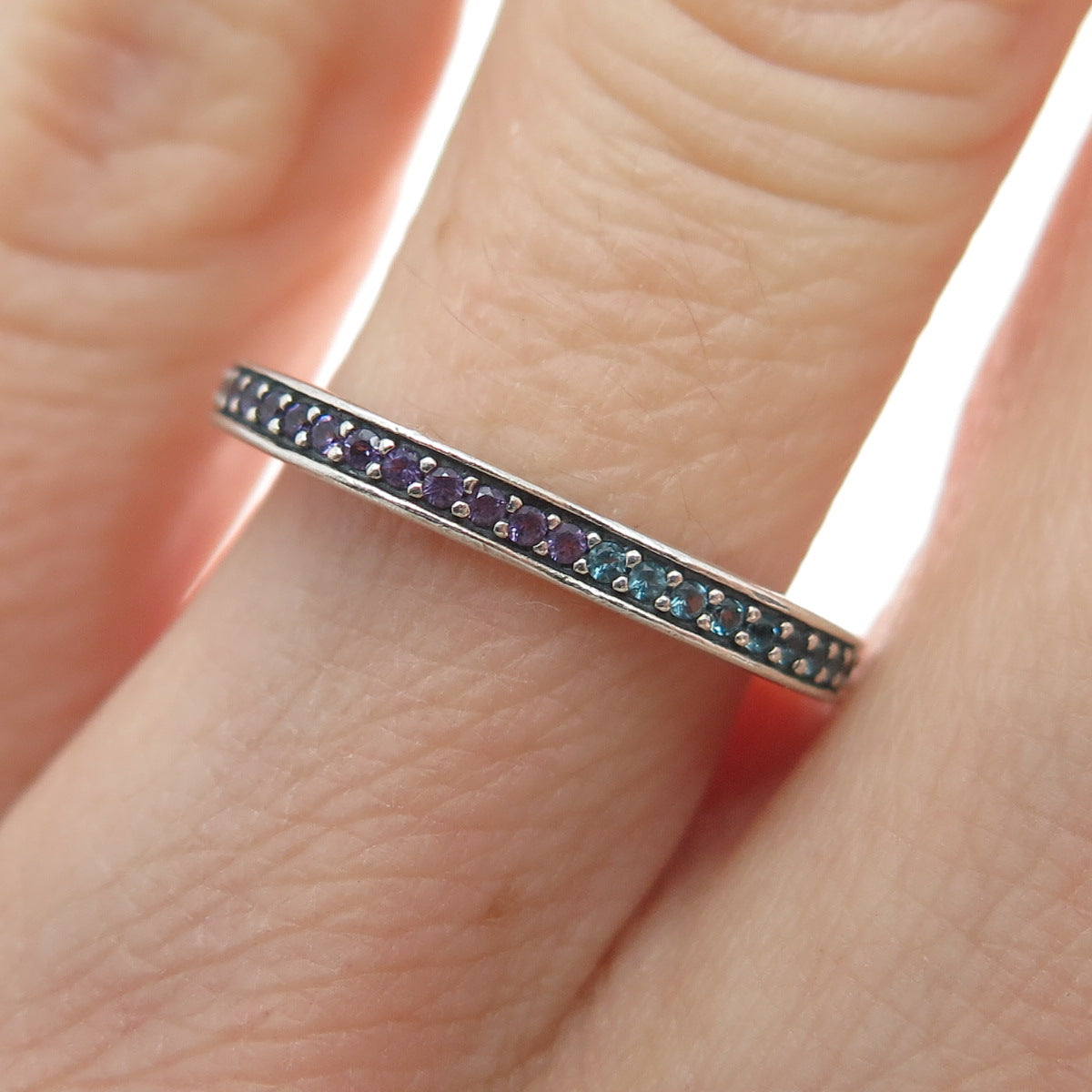 PANDORA 925 Sterling Silver Multi-Color Gem Heart Pendant / Ring Size 4.5