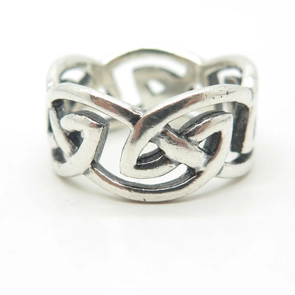 925 Sterling Silver Vintage Celtic Knot Band Ring Size 8.25