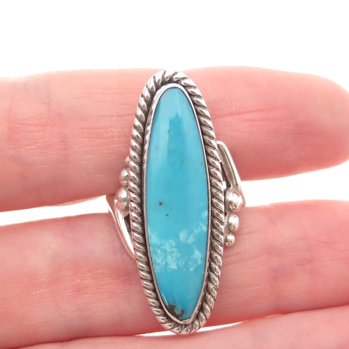Pacific Jewelry Old Pawn 925 Sterling Silver Vintage Turquoise Ring Size 5.75