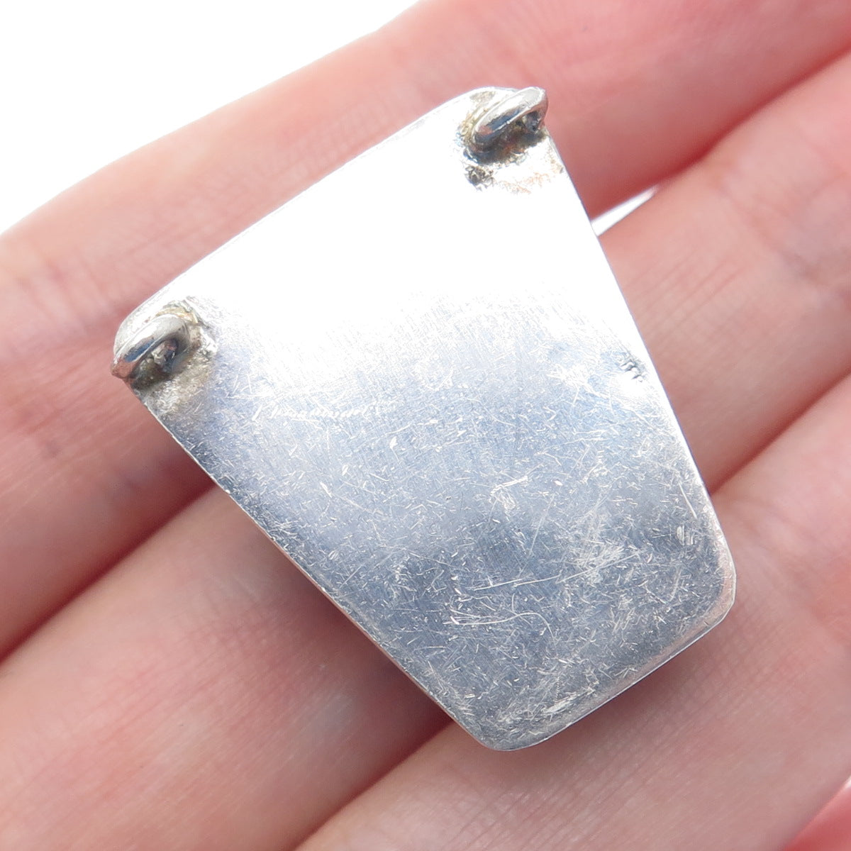 925 Sterling Silver Vintage Real Sodalite Modernist Slide Pendant