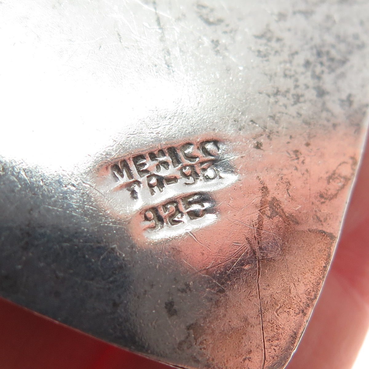 925 Sterling Silver Vintage Mexico Modernist Heart Oxidized Pin Brooch