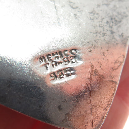 925 Sterling Silver Vintage Mexico Modernist Heart Oxidized Pin Brooch
