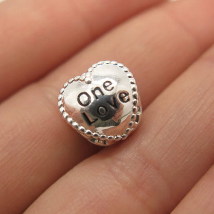 925 Sterling Silver Vintage "One Love" Heart Charm