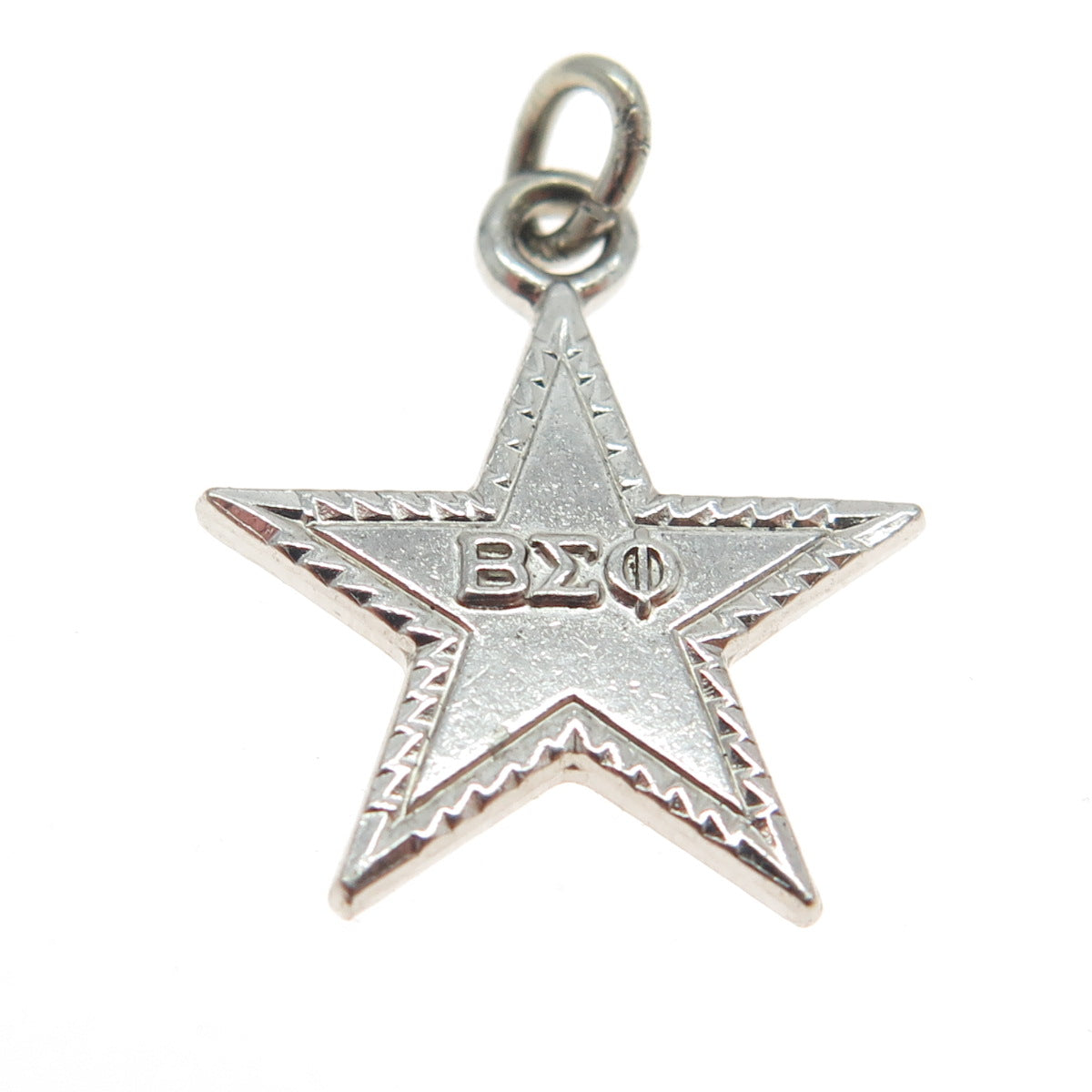 925 Sterling Silver Vintage Pillar College Beta Sigma Phi Star Charm Pendant