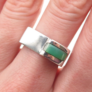 Silver Lining 925 Sterling Vintage Real Turquoise Modernist Ring Size 7
