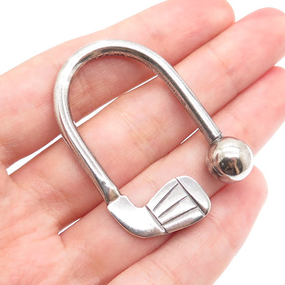 925 Sterling Silver Vintage Mexico Golf Club Screw Ball Key Ring Holder