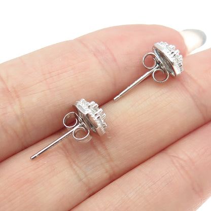 925 Sterling Silver Round-Cut C Z Stud Earrings