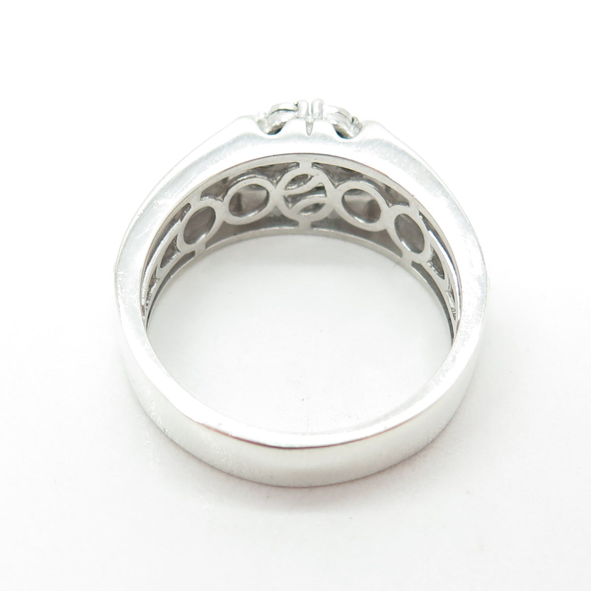 CHUCK CLEMENCY 925 Sterling Silver Real Green Diamond Ring Size 11.25