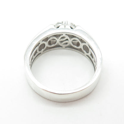 CHUCK CLEMENCY 925 Sterling Silver Real Green Diamond Ring Size 11.25