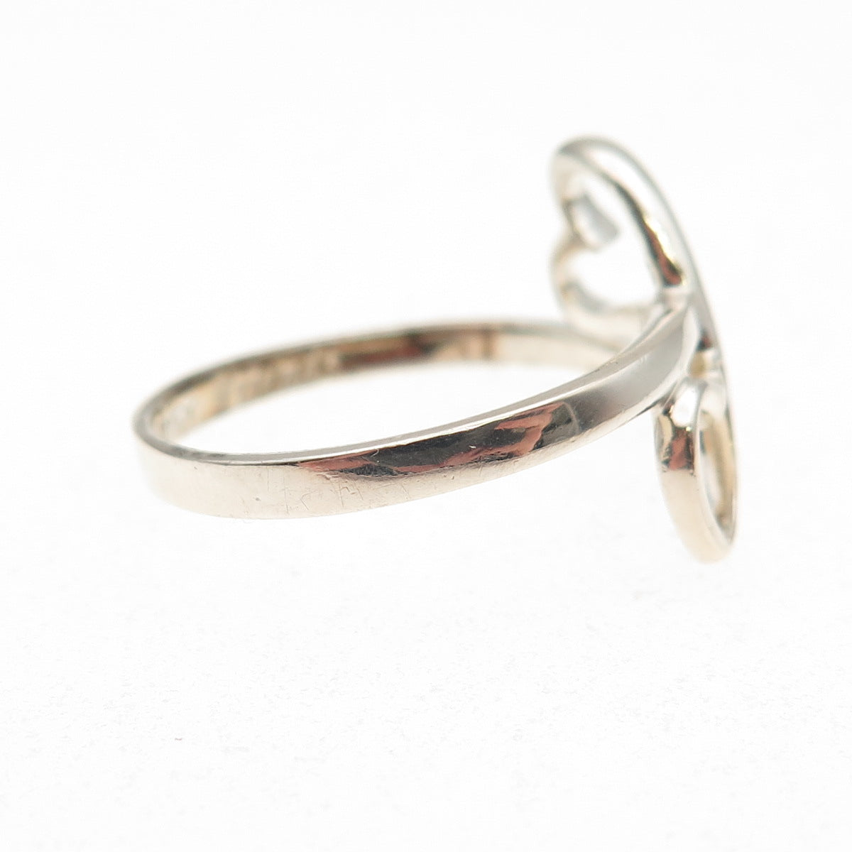925 Sterling Silver Vintage Mother Daughter Friends Heart Infinity Ring Size 8.5