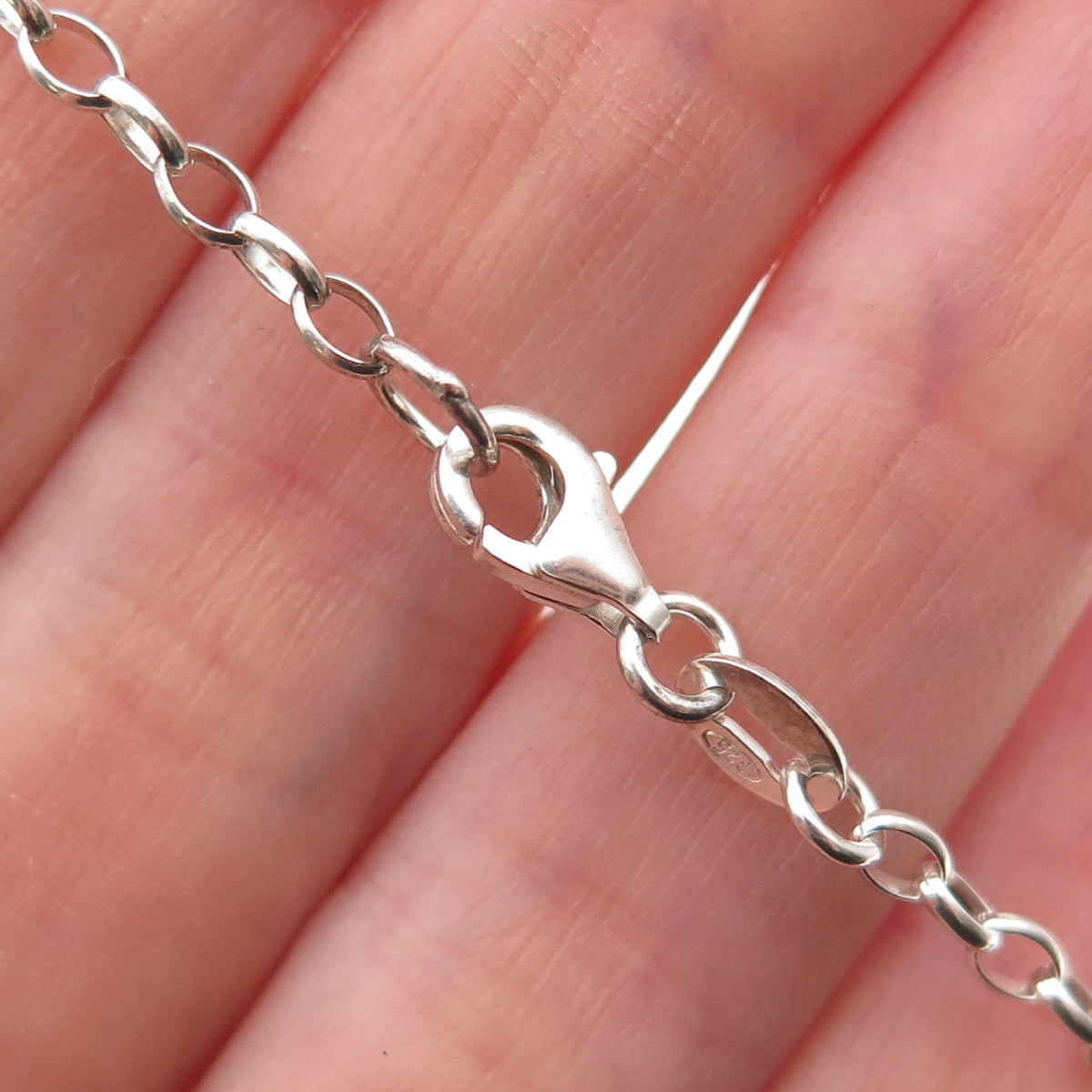 925 Sterling Silver Enamel Butterfly Dangle Charm Oval Link Bracelet 6"