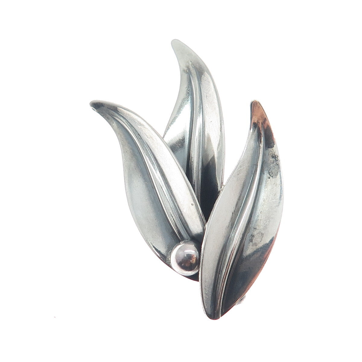 N.E. FROM 925S Sterling Silver Vintage Denmark Floral Oxidized Pin Brooch