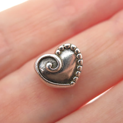 PAGODA PGDA 925 Sterling Silver Vintage Heart Bead Charm