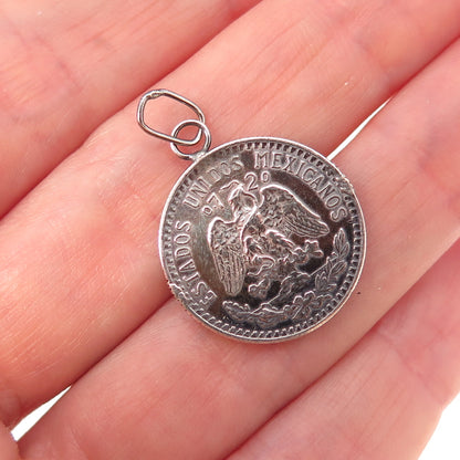720 Silver Antique 1937 Mexico 20 Centavos Coin Charm Pendant