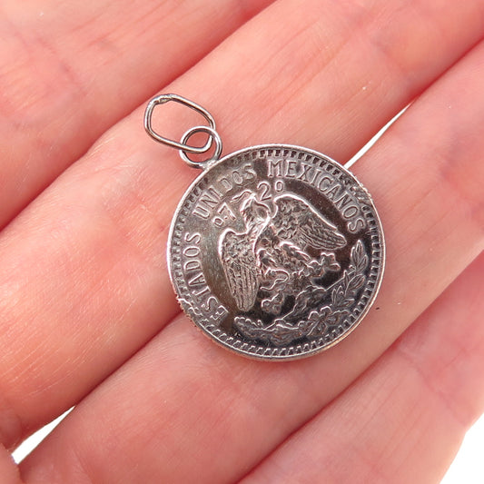 720 Silver Antique 1937 Mexico 20 Centavos Coin Charm Pendant