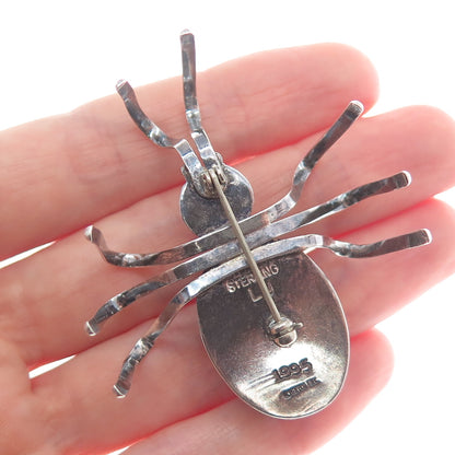 GETCO INC & LESTER JACKSON NAVAJO Old Pawn Sterling 1995 Malachite Spider Brooch