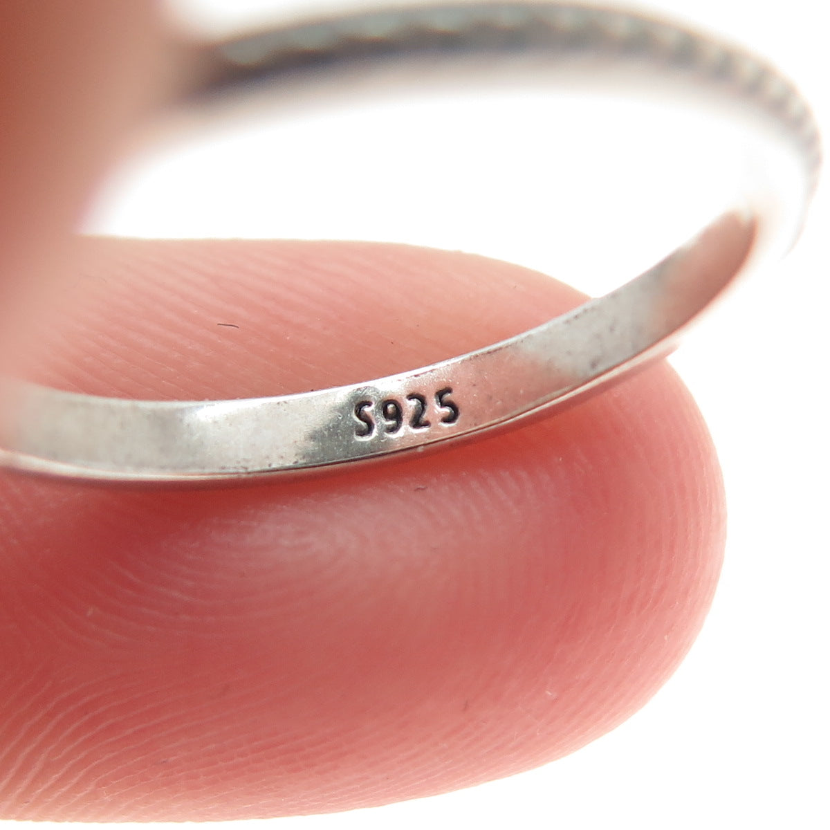 925 Sterling Silver Heart-Cut C Z Granulated Oxidized Ring Size 5