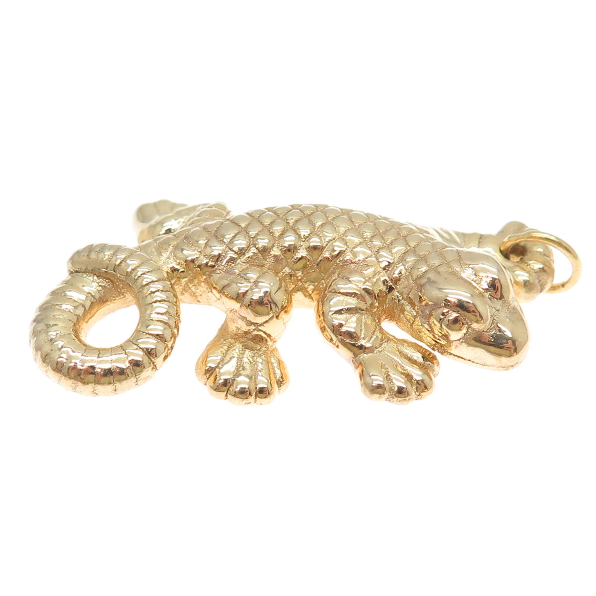 ITAOR 925 Sterling Silver Gold Plated Vintage Italy Lizard 3D Charm Pendant
