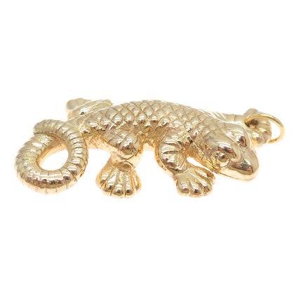 ITAOR 925 Sterling Silver Gold Plated Vintage Italy Lizard 3D Charm Pendant
