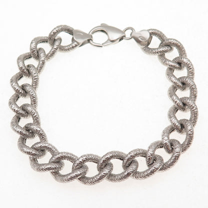 925 Sterling Silver Italy Curb Link Bracelet 7.25"