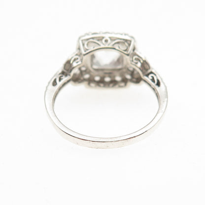 JH Young 925 Sterling Silver Real Diamond White Topaz Engagement Ring Size 7.25