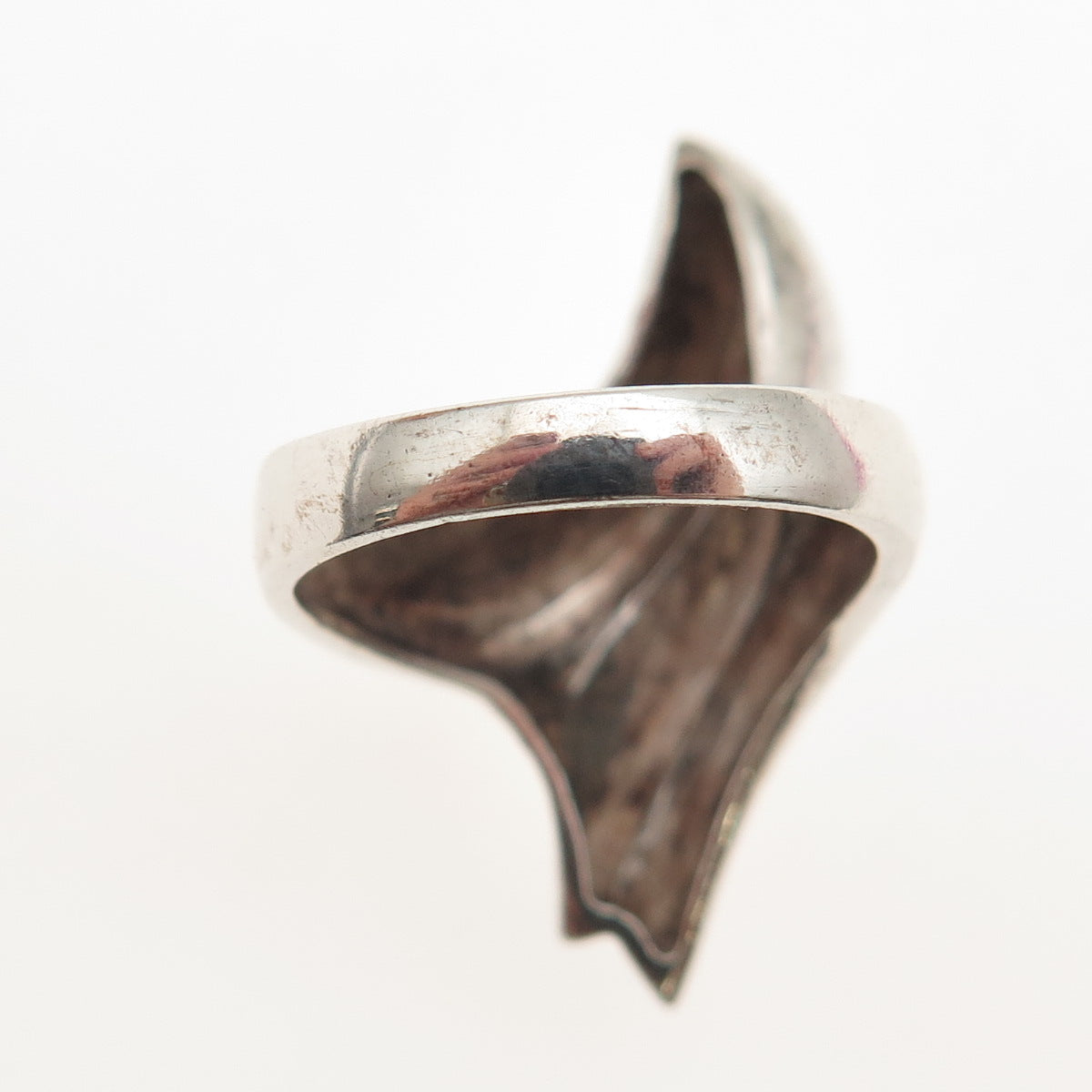 925 Sterling Silver Vintage Modernist Bypass Ring Size 4.75