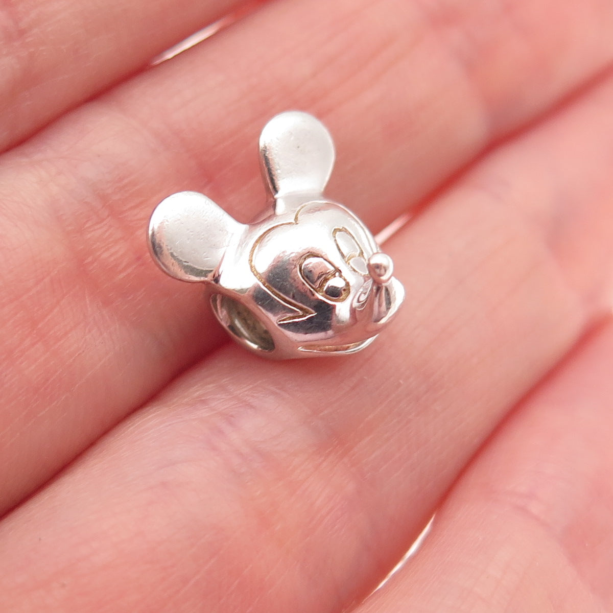 DISNEY & CHAMILIA 925 Sterling Silver Mickey Mouse Slide Bead Charm