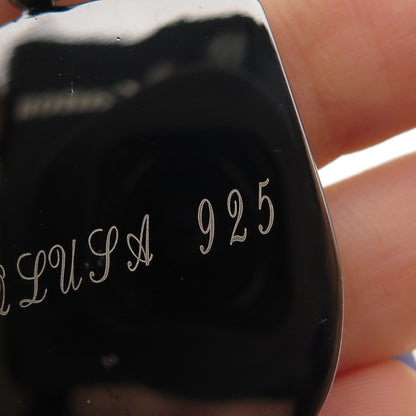 JOLUSA 925 Sterling Silver Black Rhodium Real Pink Sapphire Cross Pendant