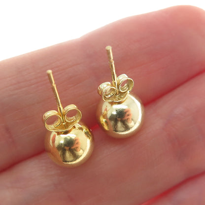 925 Sterling Silver Gold Plated 8mm Ball Stud Earrings