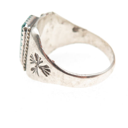 Old Pawn 925 Sterling Silver Vintage Southwestern Turquoise Ring Size 11.5