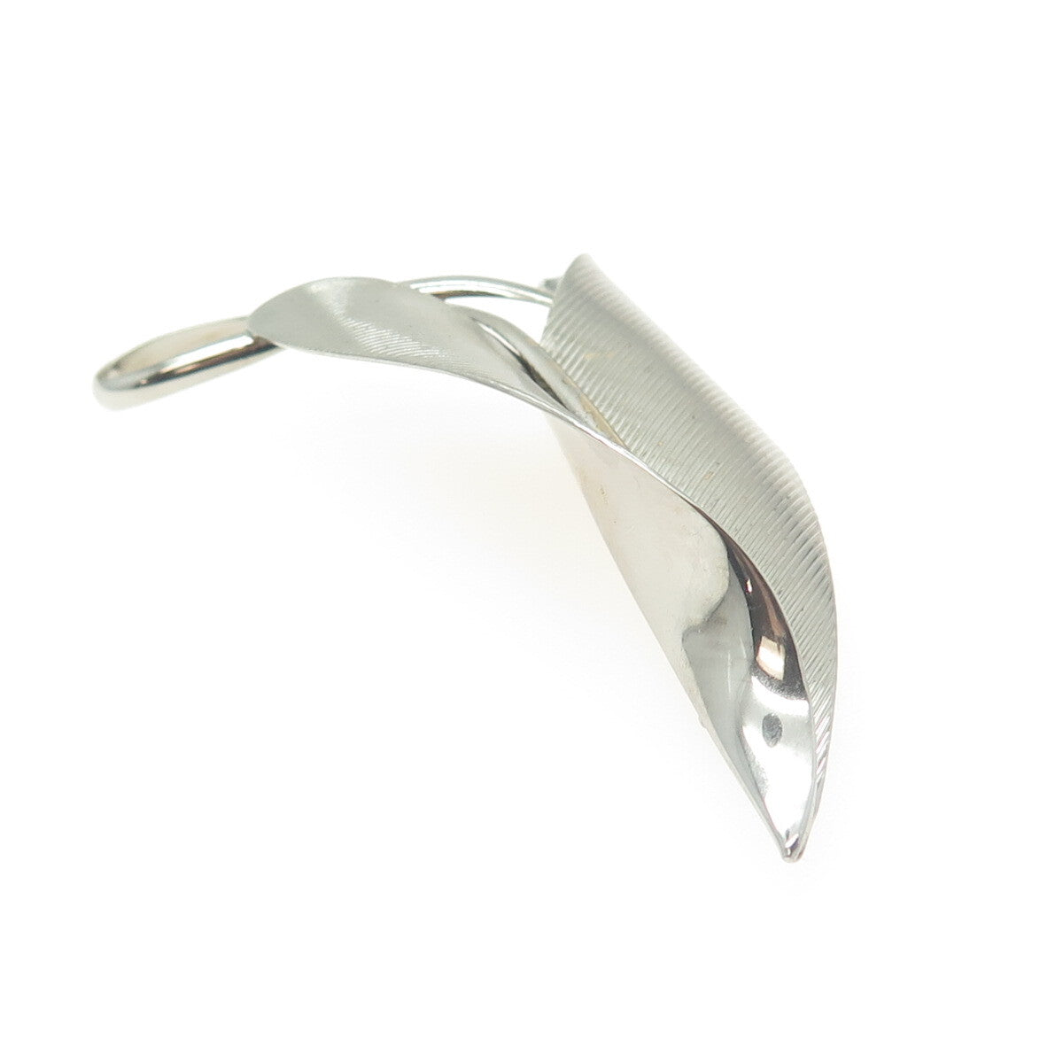 NAPIER 925 Sterling Silver Vintage Striped Leaf Pin Brooch