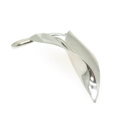 NAPIER 925 Sterling Silver Vintage Striped Leaf Pin Brooch