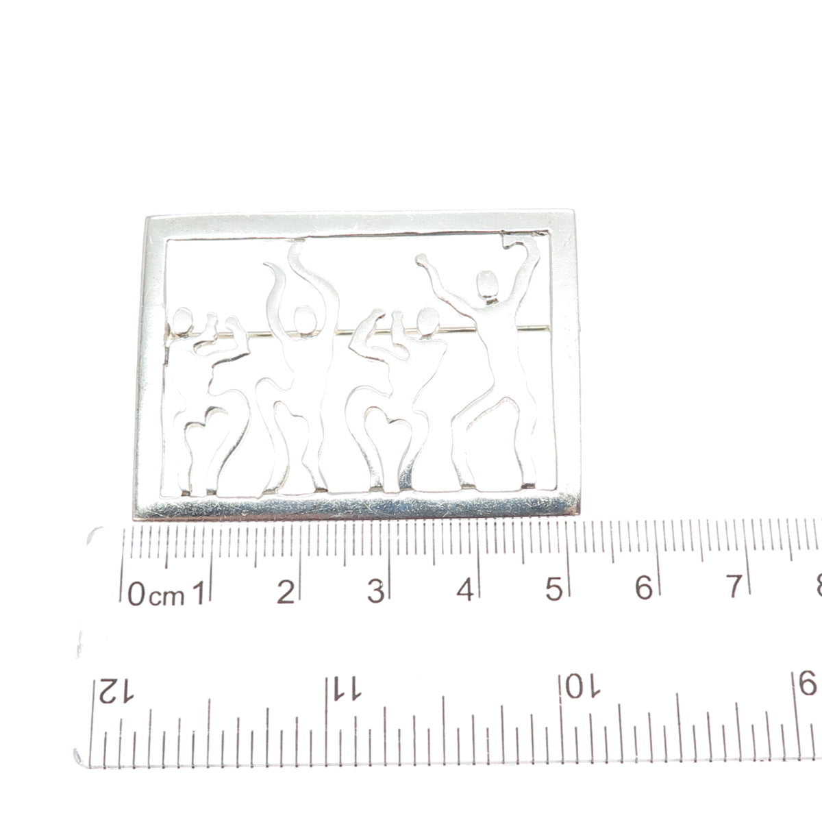 925 Sterling Silver Vintage Modernist Dancing People Pin Brooch