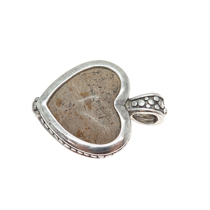 KEN CRAFTS Sterling Vintage Tiger Eye Jasper Interchangeable Dual Sided Pendant