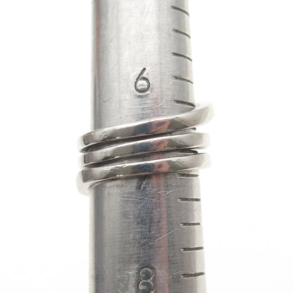 925 Sterling Silver Vintage Modernist Crisscross Spiral Ring Size 7