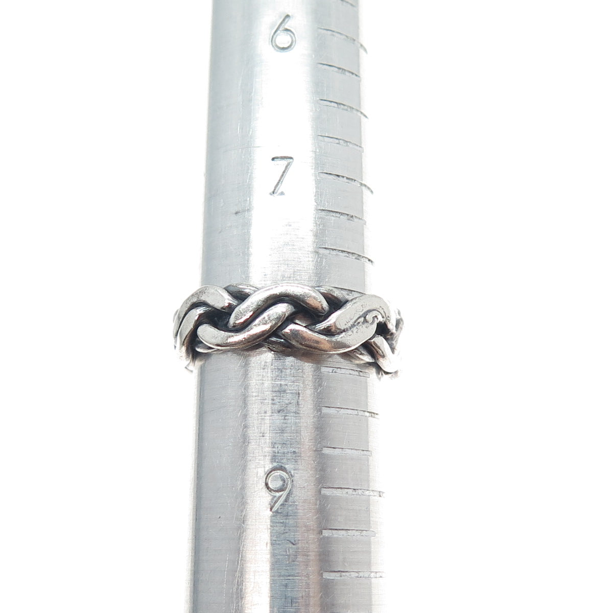 925 Sterling Silver Vintage Mexico Braided Oxidized Band Ring Size 8.25
