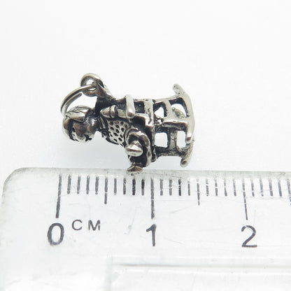 925 Sterling Silver Vintage Baby Girl on Rocking Chair Minimalist Pendant