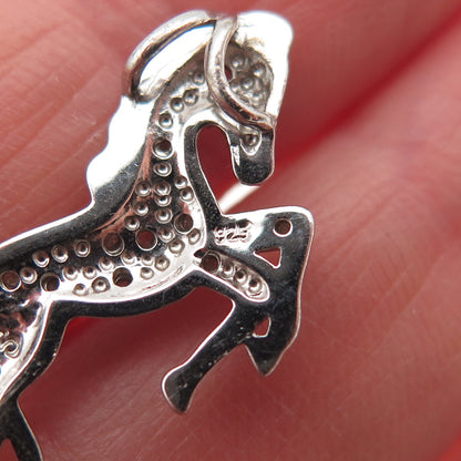 Charles Winston 925 Sterling Silver Real Diamond Horse Slide Charm Pendant