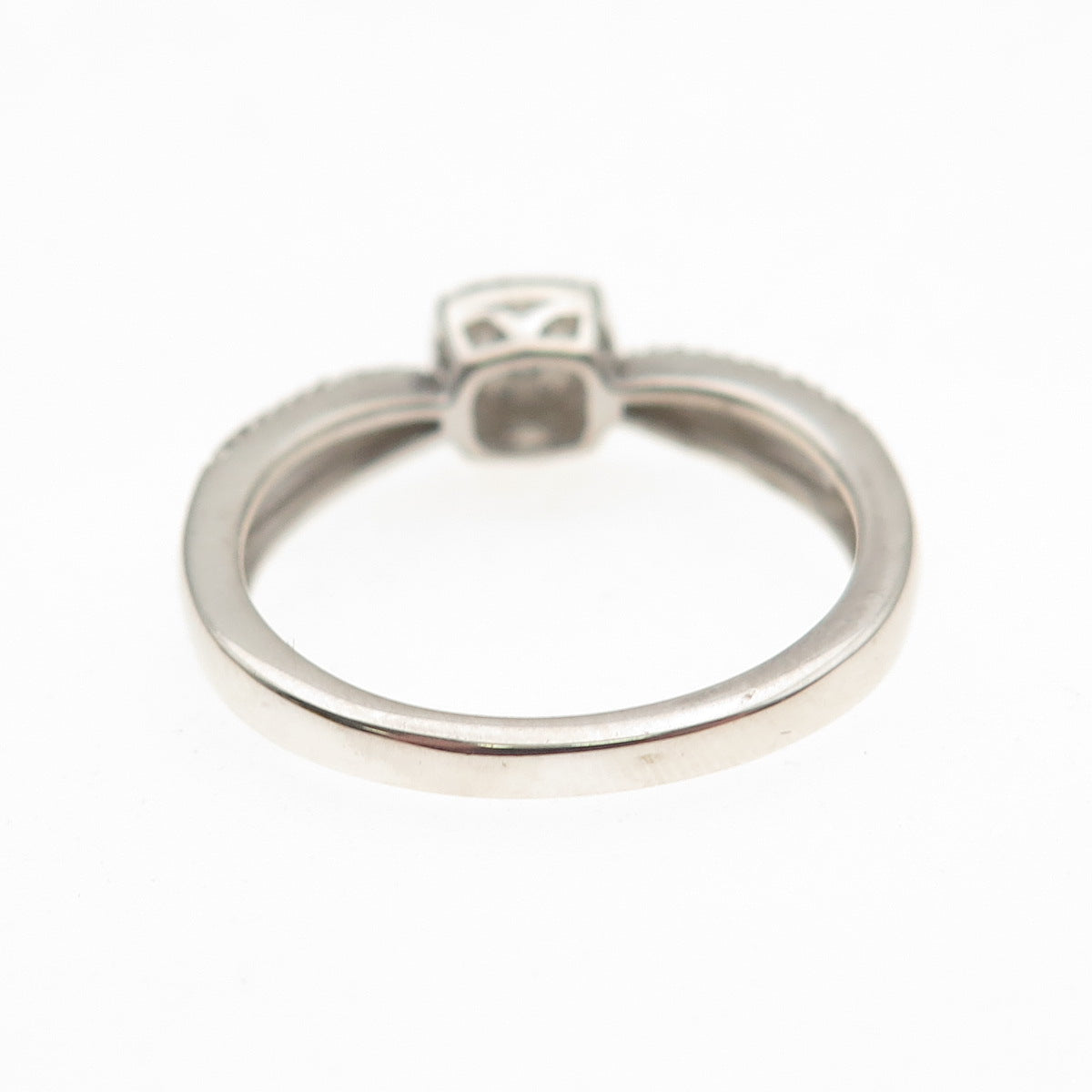 Sun 925 Sterling Silver Real Round-Cut Diamond Engagement Ring Size 7