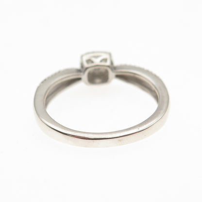 Sun 925 Sterling Silver Real Round-Cut Diamond Engagement Ring Size 7