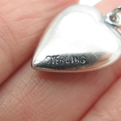 925 Sterling Silver Antique Art Deco Ornate Heart Charm Pendant