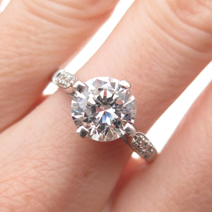 925 Sterling Silver Round-Cut C Z Engagement Ring Size 10