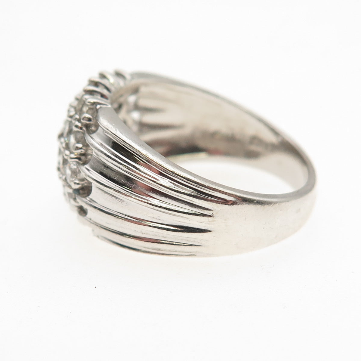 925 Sterling Silver Round-Cut C Z Modernist Ring Size 8.75
