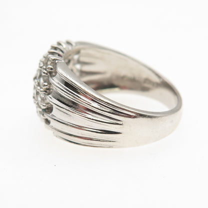 925 Sterling Silver Round-Cut C Z Modernist Ring Size 8.75