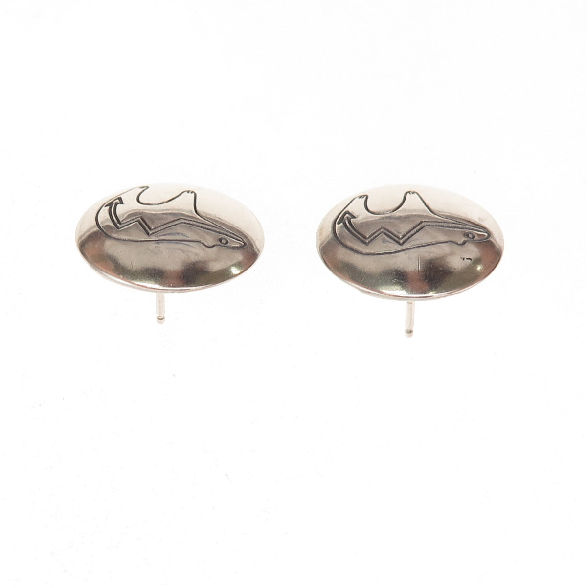 Old Pawn 925 Sterling Silver Vintage Southwestern Native Bear Tribal Earrings